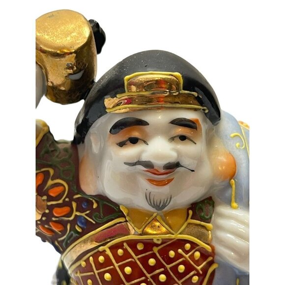 Vintage Japanese Kutani Figurine Man on Kegs 1960s Porcelain - Picture 7 of 10